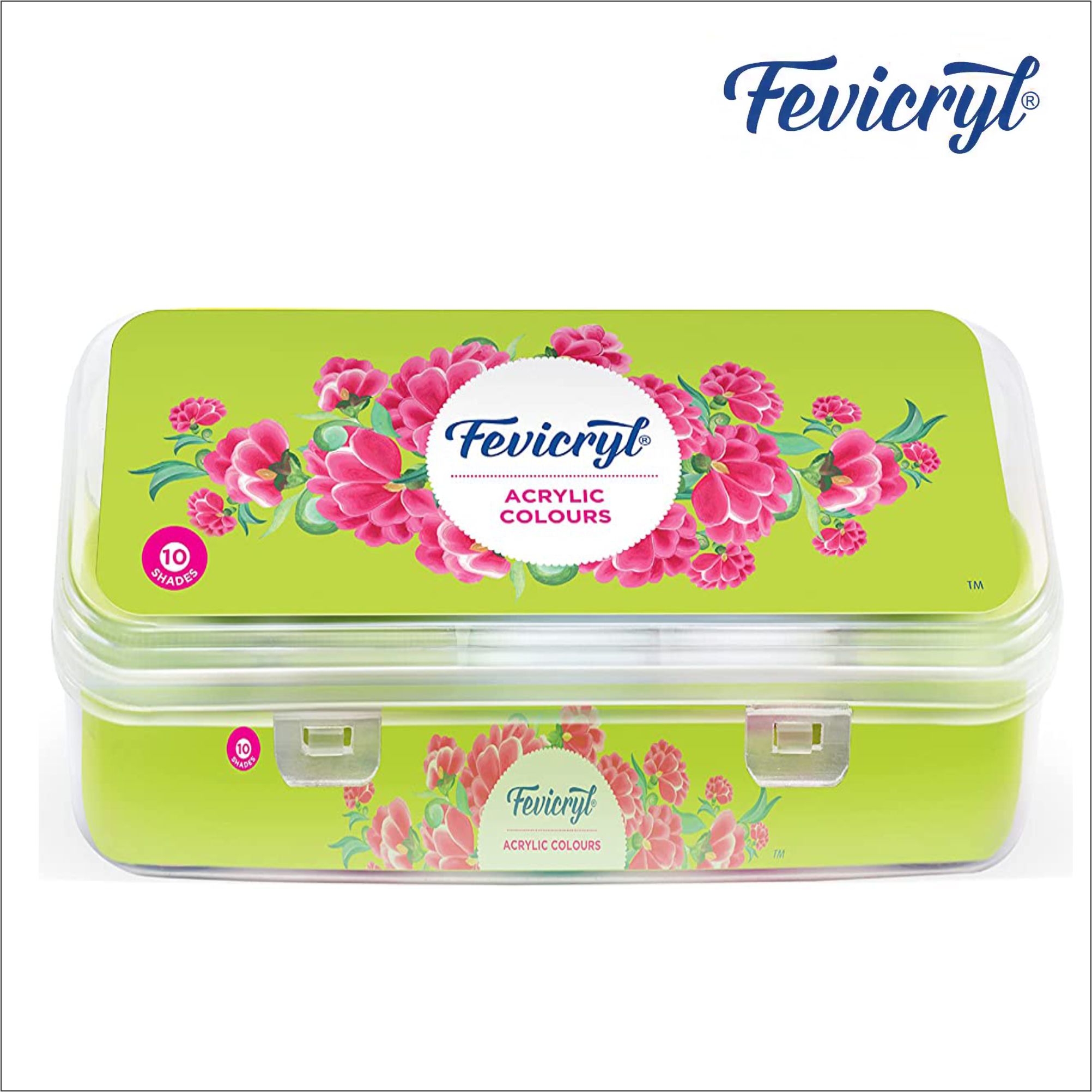 Fevicryl Colori Per Vetro, Set Da 10 Tonalità - Vernici Trasparenti E Brillanti Per Hobby, Pittura Su Vetro, Specchi E Acrilico, Asciugatura Rapida